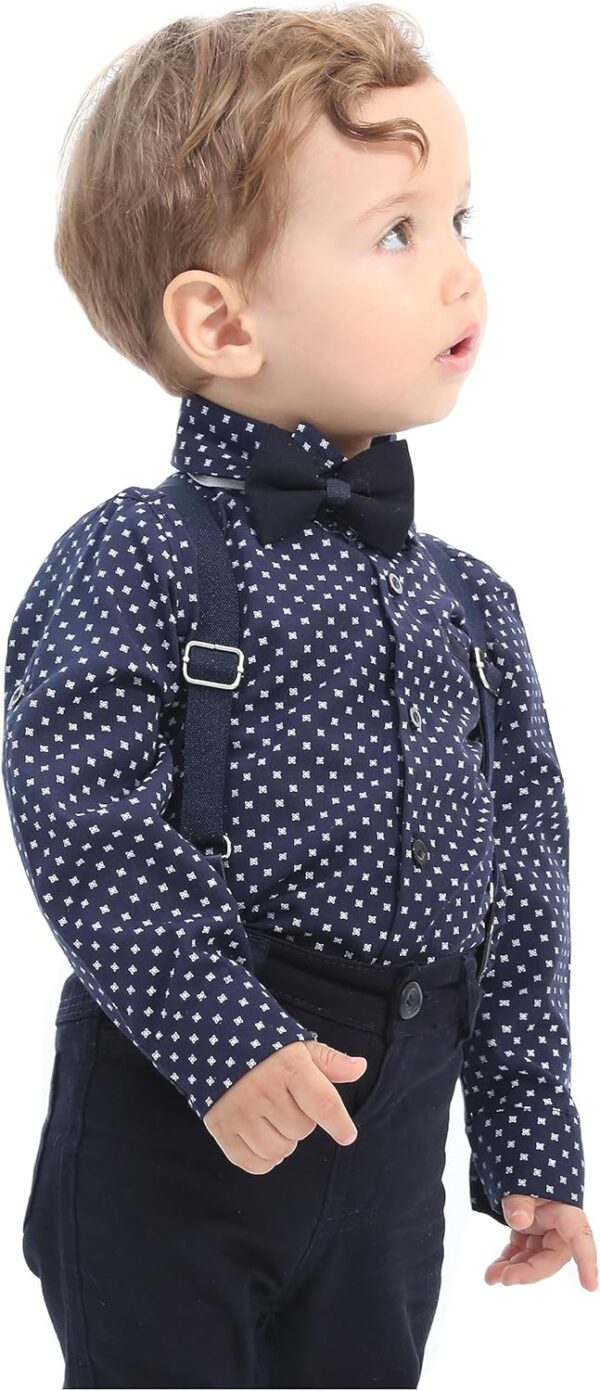 Lilax Boy Gentleman Outfit Tuxedo Dress Shirt Suspender Pant Set - Image 9