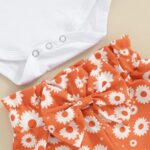 Toddler Baby Girl Outfit Ruffle Sleeve Romper Bloomer Shorts with Bow Headband Set Newborn Summer Clothes - Image 5