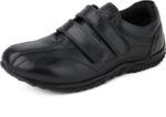 Boys Girls School Shoes Black Leather Easy Touch Fasten Shoes for Kids - Image 2