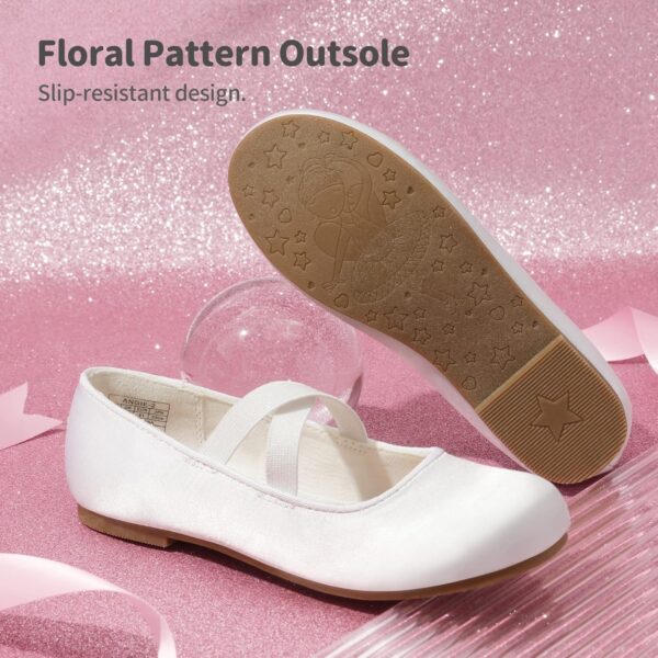 DREAM PAIRS Girl's Ballet Flat Kids Glitter Mary Jane Flower Dress Shoes for Wedding Party - Image 5