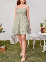 Girl's Floral A Line Ruffle Cami Mini Dress Ruched Smocked Beach Vacation Sundress - Image 3