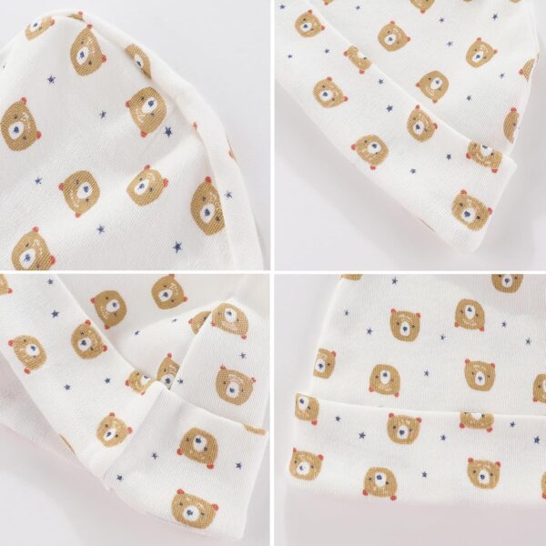 Newborn Baby 5 Hats and 5 Pairs Anti-Scratch Mittens for Babies Boys and Girls,Ages 0-6 Months 100% Cotton - Image 6