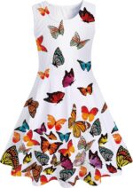 Belovecol Girls Dress Sleeveless 3D Pattern Swing Sundress A-line Round Neck Dresses Casual Party Mermaid Galaxy Dress 4-15 Years