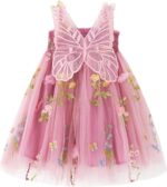Miipat Baby Girl Dress Tulle Butterfly Toddler Girls Sleeveless Embroidery Floral Princess Dresses Wedding Party Birthday Dress for Girl