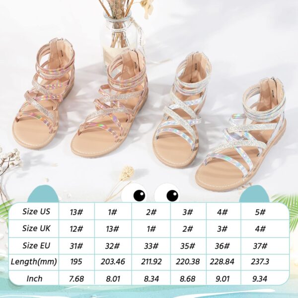 Girls Flat Sandals Princess Open Toe Strappy Sandals Zipper Gladiator Flats Sandal with Adjustable Strap Summer Flat Shoes - Image 6