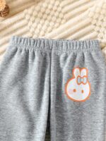 Baby Girl Cotton Pants with Cute Bunny Print for Little Girl Trousers Pack of 3 - Image 3