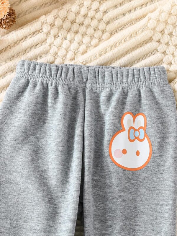 Baby Girl Cotton Pants with Cute Bunny Print for Little Girl Trousers Pack of 3 - Image 3