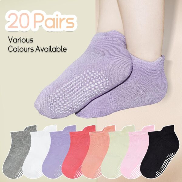 HYCLES Baby Girp Socks 20 Pairs for Boys Girls Toddler Infant Kids Children Non Skid Ankle Socks with Grip Anti-slip Socks for 0-7 Years - Image 4