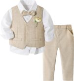 Volunboy Baby Boys 4-Piece Formal Suit, Toddler Waistcoat Wedding Party Birthday Dress Gentleman Suit