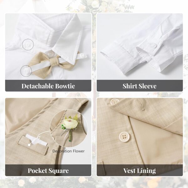 Volunboy Baby Boys 4-Piece Formal Suit, Toddler Waistcoat Wedding Party Birthday Dress Gentleman Suit - Image 5