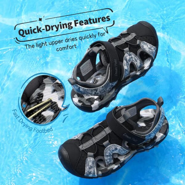 DREAM PAIRS Boys Girls Sandals Closed-Toe Athletic Sport Sandals Summer Outdoor Toddler/Little Kid/Big Kid - Image 3