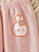 Baby Girl Cotton Pants with Cute Bunny Print for Little Girl Trousers Pack of 3 - Image 5