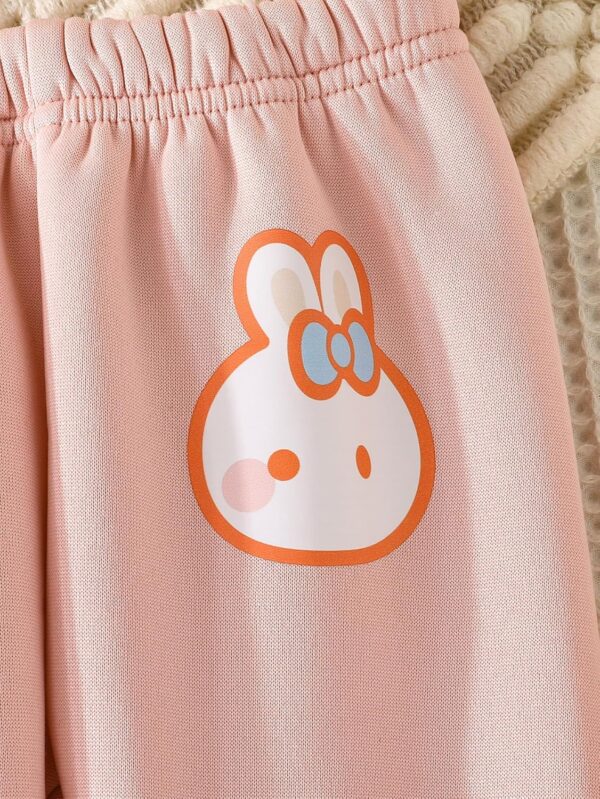 Baby Girl Cotton Pants with Cute Bunny Print for Little Girl Trousers Pack of 3 - Image 5