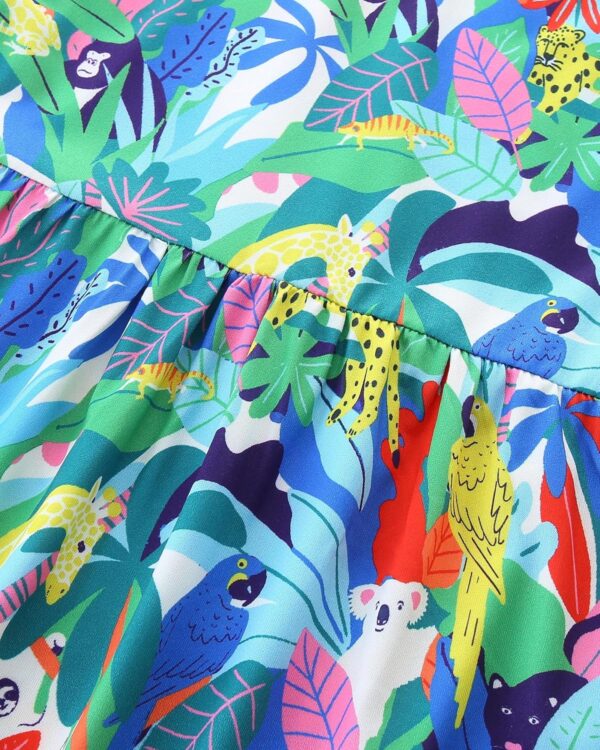 Girls Summer Dresses Unicorn Butterfly Floral Rainbow Casual Dress Polyester Shirt Short Sleeve Sleeveless Dress for Kids Age 2-8 Years Old - Image 5