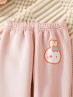 Baby Girl Cotton Pants with Cute Bunny Print for Little Girl Trousers Pack of 3 - Image 2