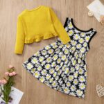 Naiyafly Baby Girl Dress With Cardigan Clothes Set Toddler Girls Long Sleeve Bow Button Cardigan + Sundress Suit Kids Knitted Cropped Sweaters Tops Dress 2 Piece Outfits 1-5 Years - Image 5