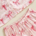 MAHUAOYIXI Toddler Kids Girls Summer Satin Pajamas Outfits Short Sleeve Watermelon Print Lapel Button Down Shirts Top with Elastic Waist Shorts Sets 2Pcs Sleepwear - Image 6