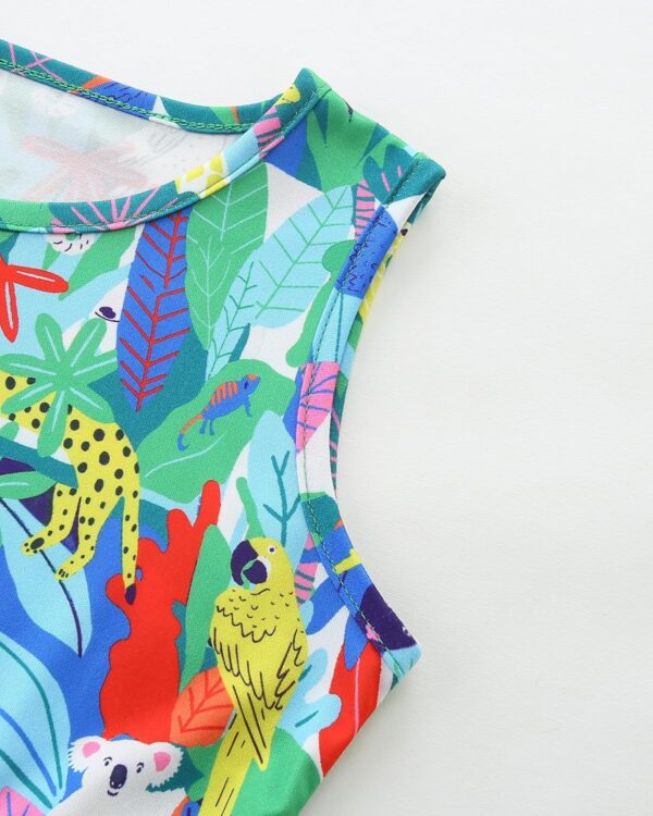 Girls Summer Dresses Unicorn Butterfly Floral Rainbow Casual Dress Polyester Shirt Short Sleeve Sleeveless Dress for Kids Age 2-8 Years Old - Image 4