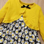 Naiyafly Baby Girl Dress With Cardigan Clothes Set Toddler Girls Long Sleeve Bow Button Cardigan + Sundress Suit Kids Knitted Cropped Sweaters Tops Dress 2 Piece Outfits 1-5 Years - Image 6