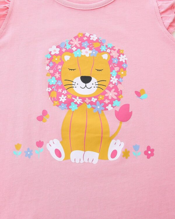 Toddler Girls Summer Short Outfits Clothes Set Kids Unicorn Bunny Animal Print Short Sleeve Cotton T-Shirt Dresses Tops and Shorts 2 Piece Crewneck Sleeveless Clothing Set Age 1-7 Years Old - Image 5