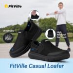 FitVille Mens Extra Wide Slip On Trainers Loafers Shoes - Image 4