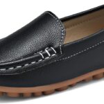 Kids Faux Leather Loafers Boys Girls Slip On Moccasins Boat Shoes