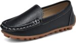 Kids Faux Leather Loafers Boys Girls Slip On Moccasins Boat Shoes