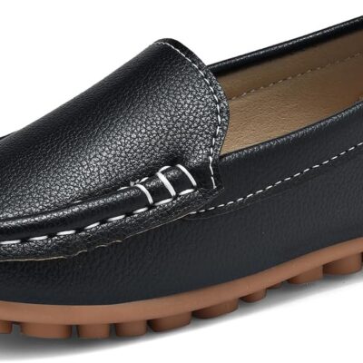 Kids Faux Leather Loafers Boys Girls Slip On Moccasins Boat Shoes