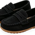 Infant Baby Boys Girls Slip-On Loafers, Soft Rubber Sole PU Leather Toddler Moccasins First Walking Crib Boat Dress Shoes