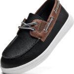 DADAWEN Boy's Casual Slip-ons Moc-Toe Loafers Moccasins Lace Up Boat Shoes