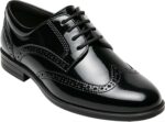 Boys’ Patent Derby Dress Shoes, Wingtip Brogue Lace-Up Wedding Prom Formal Footwear