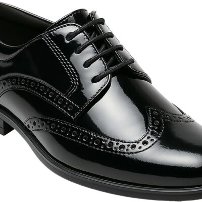 Boys’ Patent Derby Dress Shoes, Wingtip Brogue Lace-Up Wedding Prom Formal Footwear