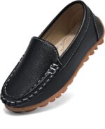 Kids Faux Leather Loafers Boys Girls Slip On Moccasins Boat Shoes - Image 3