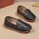Kids Faux Leather Loafers Boys Girls Slip On Moccasins Boat Shoes - Image 2