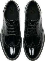 Boys’ Patent Derby Dress Shoes, Wingtip Brogue Lace-Up Wedding Prom Formal Footwear - Image 2