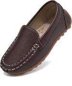Kids Faux Leather Loafers Boys Girls Slip On Moccasins Boat Shoes - Image 3