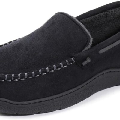 Zigzagger Men's Slippers Moccasin Memory Foam House Shoes Cozy Anti-Skid Slip On House Slippers for Men