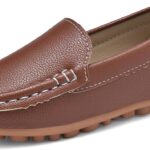 Kids Faux Leather Loafers Boys Girls Slip On Moccasins Boat Shoes