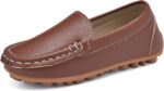 Kids Faux Leather Loafers Boys Girls Slip On Moccasins Boat Shoes