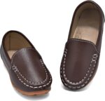 Kids Faux Leather Loafers Boys Girls Slip On Moccasins Boat Shoes - Image 5