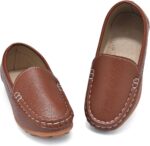 Kids Faux Leather Loafers Boys Girls Slip On Moccasins Boat Shoes - Image 5
