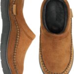 Zigzagger Men's Moccasin Slippers Indoor/Outdoor Fluffy House Shoes Memory Foam Slip On for Men