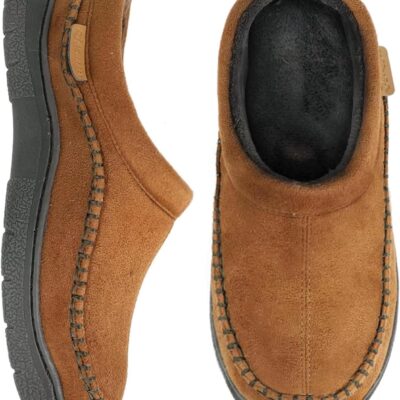 Zigzagger Men's Moccasin Slippers Indoor/Outdoor Fluffy House Shoes Memory Foam Slip On for Men