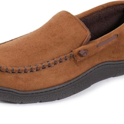Zigzagger Men's Slippers Moccasin Memory Foam House Shoes Cozy Anti-Skid Slip On House Slippers for Men
